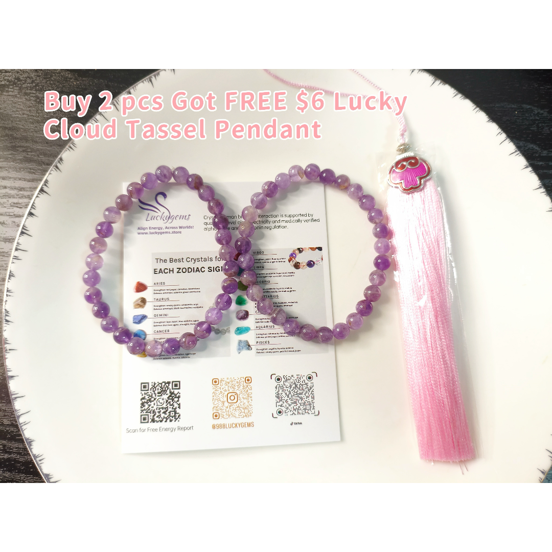 6mm Genuine Amethyst Bracelet - Premium Healing Crystal Jewelry for Women