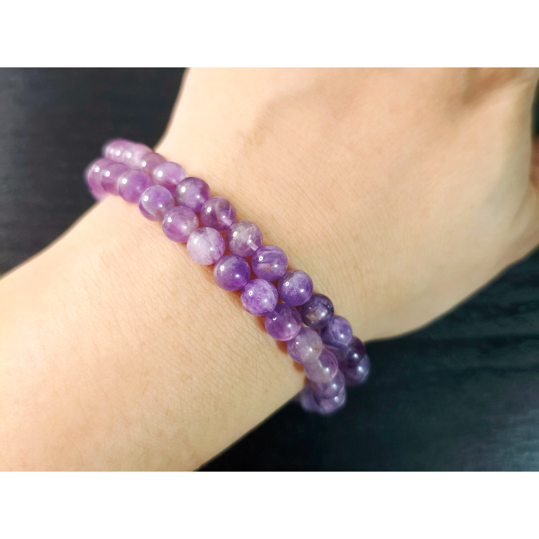 6mm Genuine Amethyst Bracelet - Premium Healing Crystal Jewelry for Women