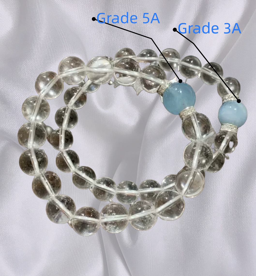 Embrace Calm & Clarity: Clear Quartz + 10mm Aquamarine Bracelet