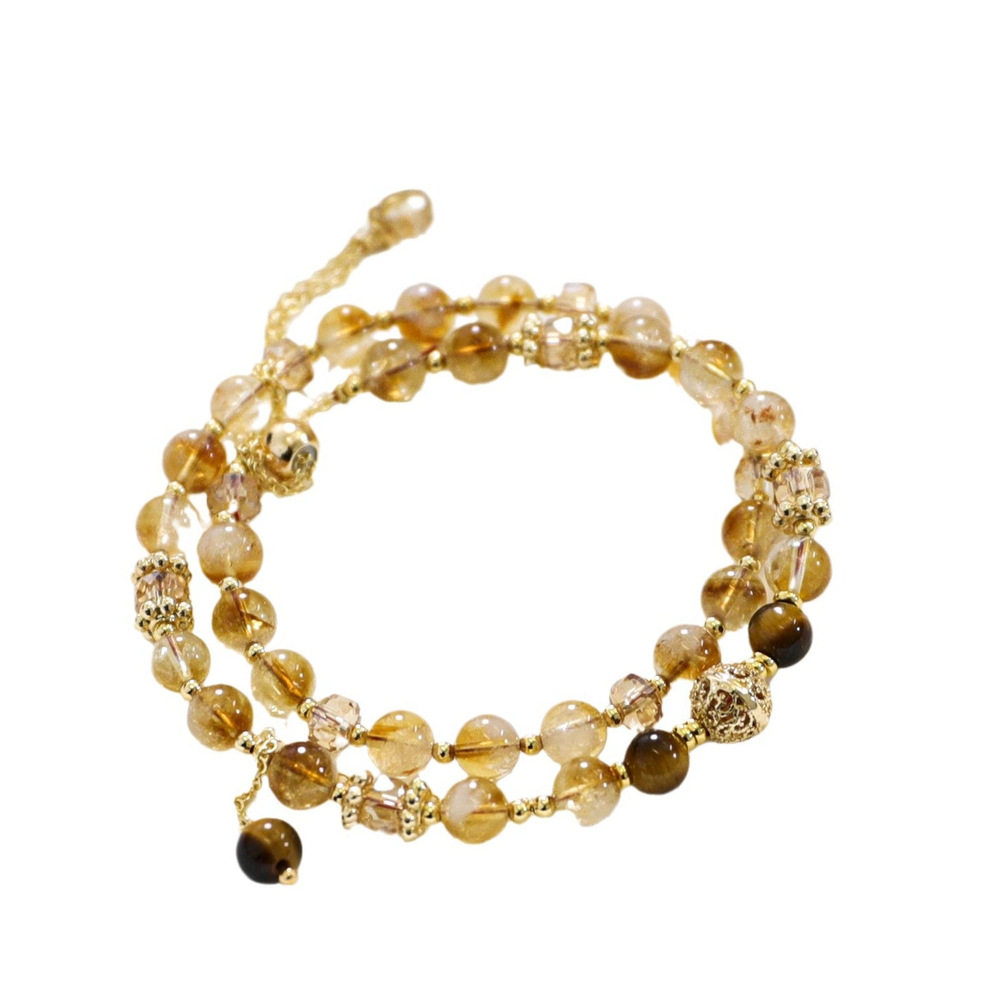 Golden Manifestation Bracelet: Citrine & Tiger's Eye Wealth Energy Moon-Charged