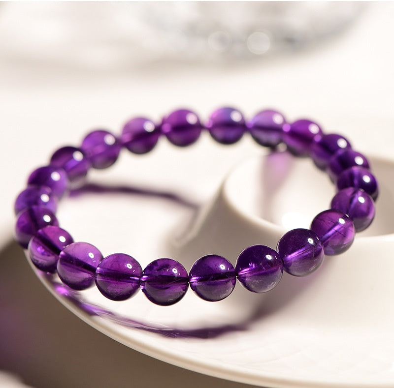 6mm Genuine Amethyst Bracelet - Premium Healing Crystal Jewelry for Women
