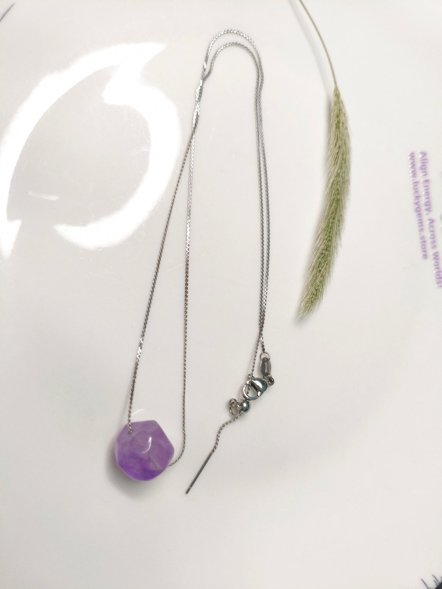 Wise*relationship*relife Stainless amethyest Necklass