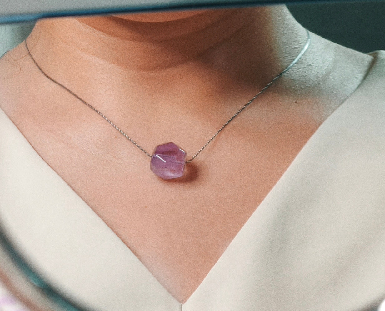 Wise*relationship*relife Stainless amethyest Necklass