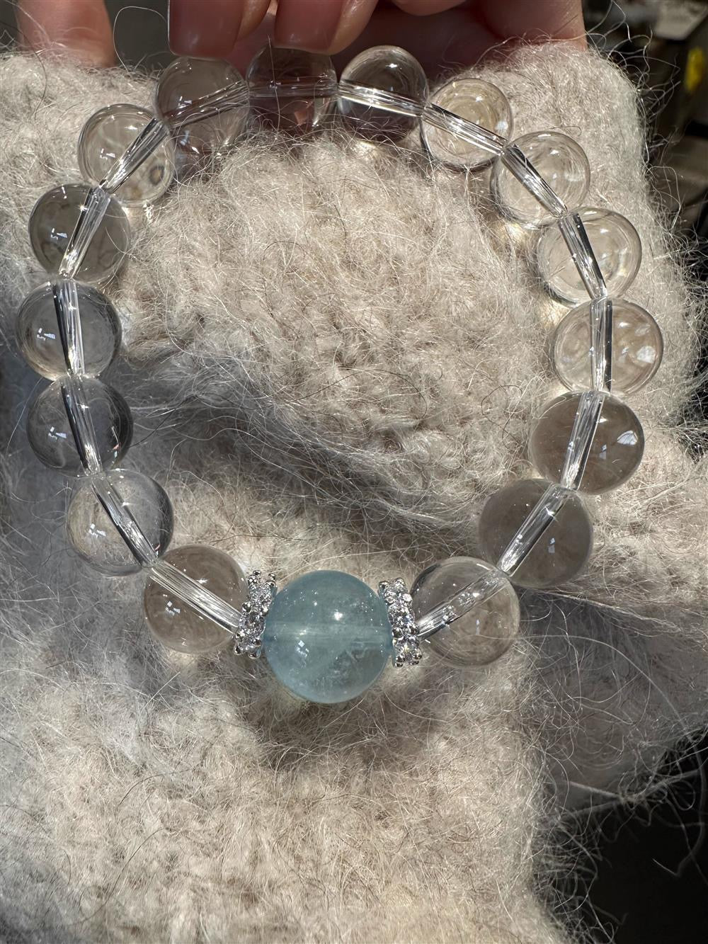 Embrace Calm & Clarity: Clear Quartz + 10mm Aquamarine Bracelet
