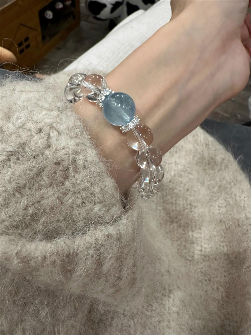 Embrace Calm & Clarity: Clear Quartz + 10mm Aquamarine Bracelet