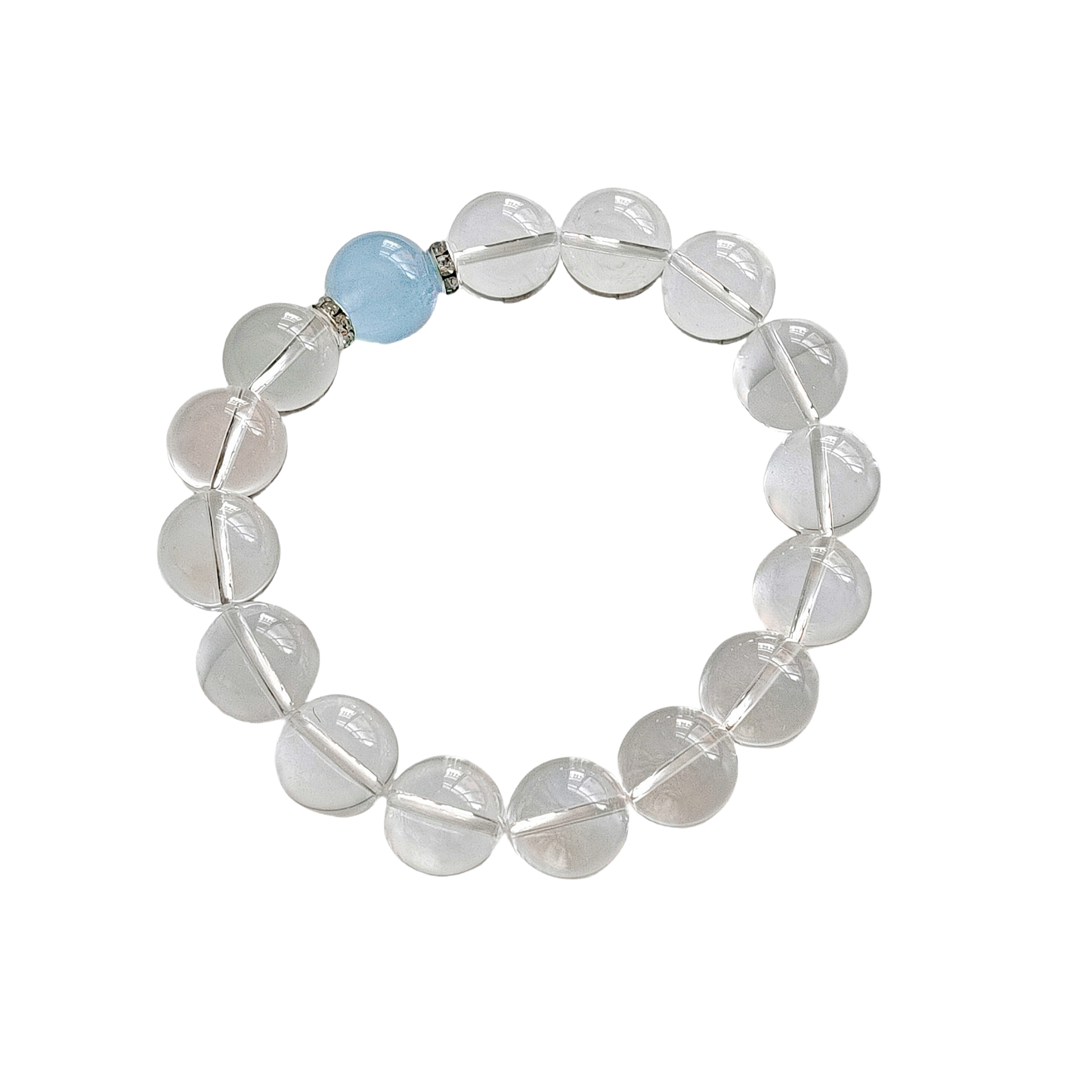 Embrace Calm & Clarity: Clear Quartz + 10mm Aquamarine Bracelet