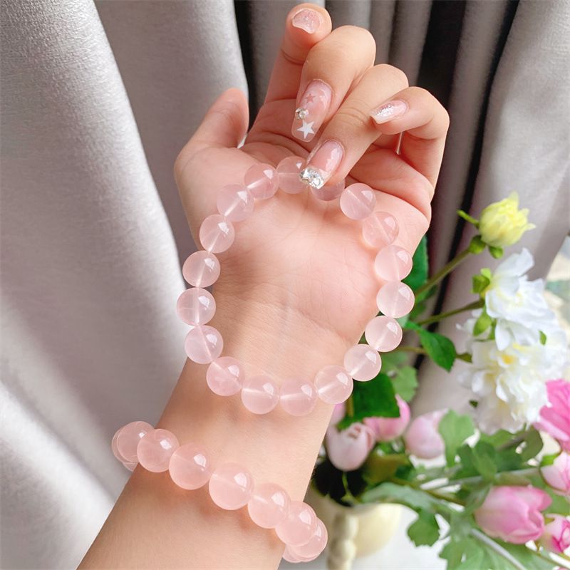 Natural Rose Quartz Bracelet 8mm 10mm 12mm - Love Energy Attraction & Emotional