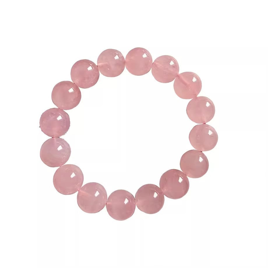 Natural Rose Quartz Bracelet 8mm 10mm 12mm - Love Energy Attraction & Emotional