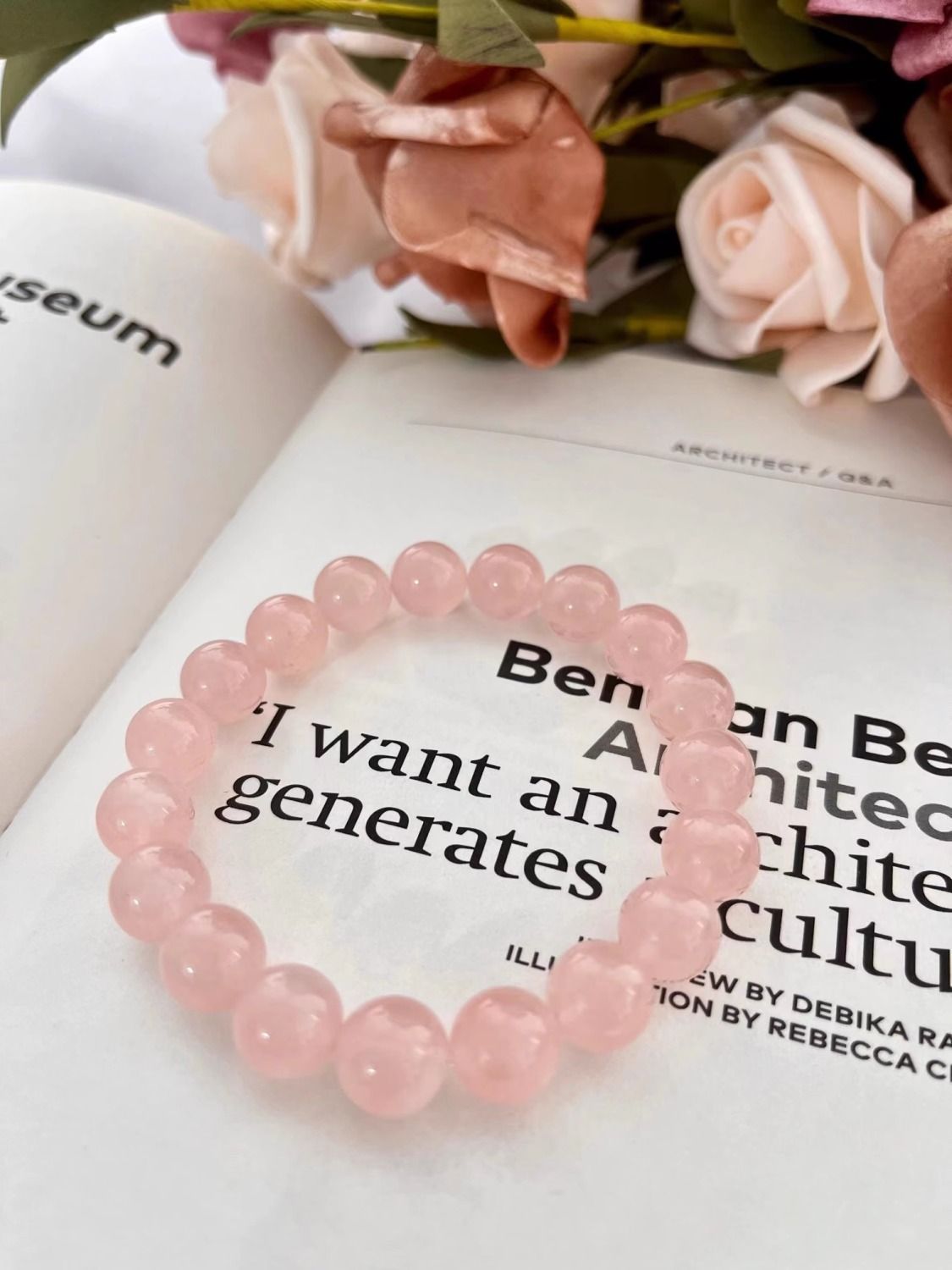 Natural Rose Quartz Bracelet 8mm 10mm 12mm - Love Energy Attraction & Emotional