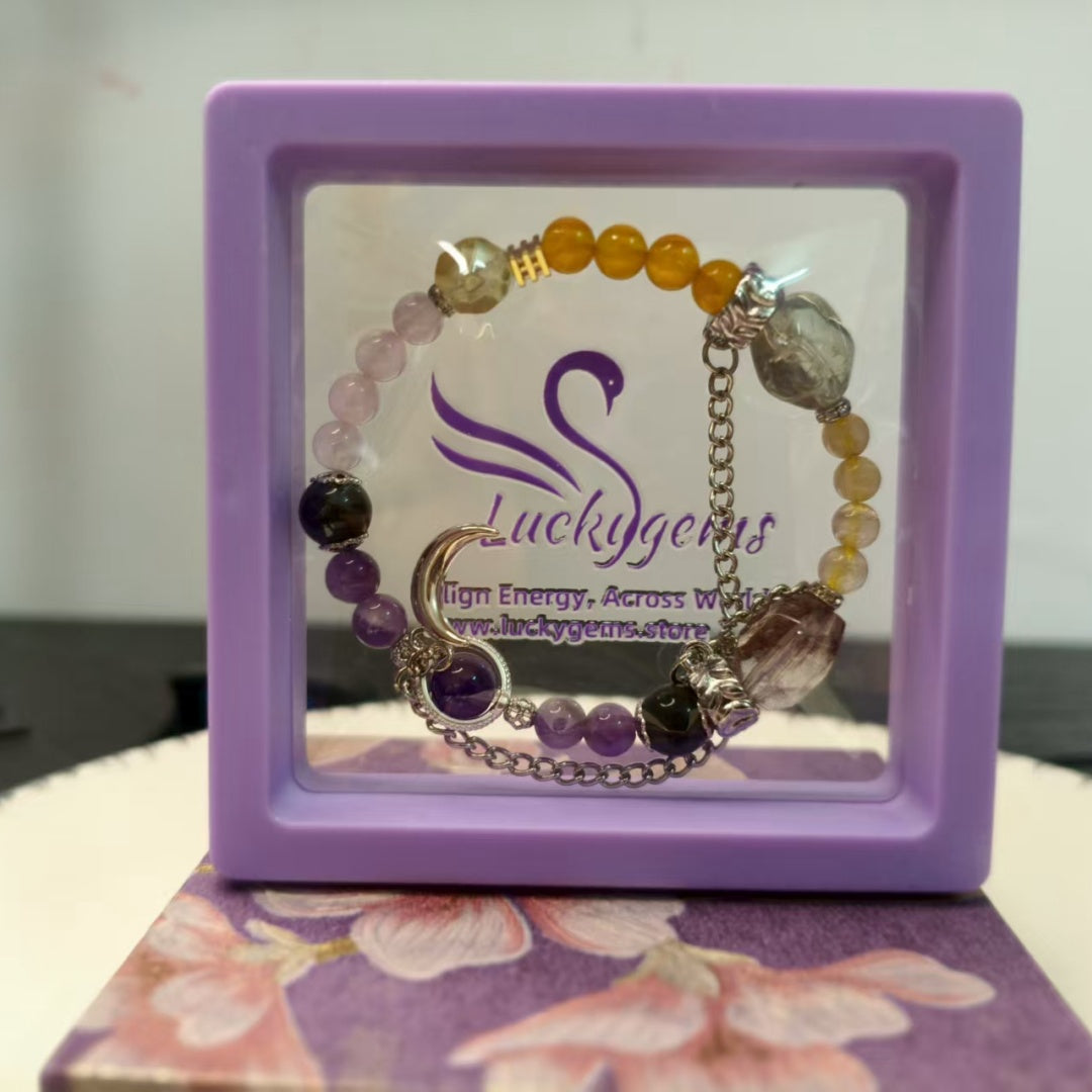 Wealth*lucky*success*shelds Zodiac Crystal Bracelet For Earth Ox & Leo Rising