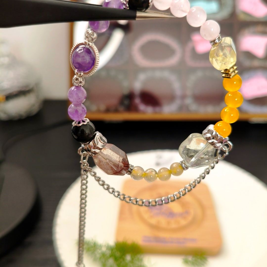 Wealth*lucky*success*shelds Zodiac Crystal Bracelet For Earth Ox & Leo Rising