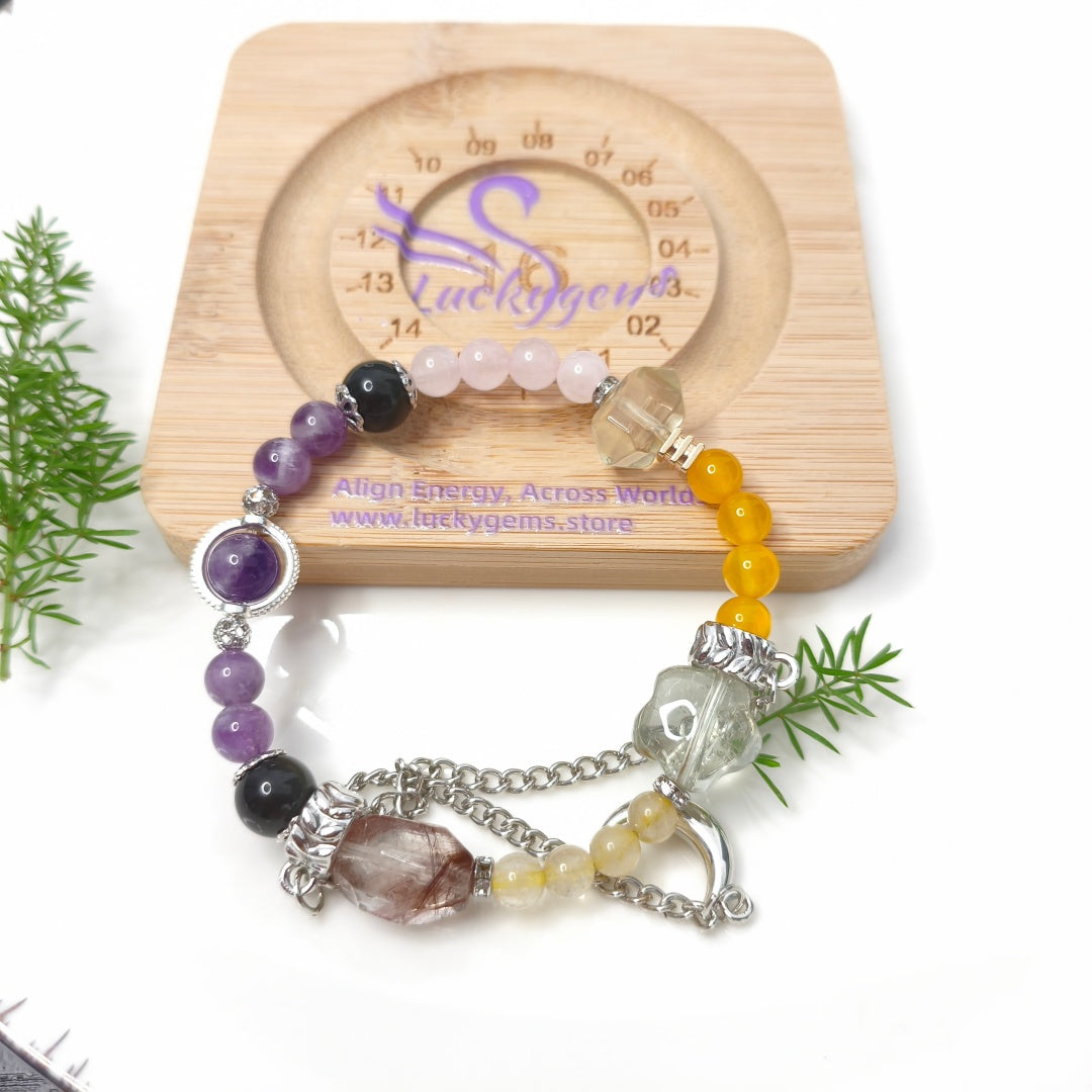 Wealth*lucky*success*shelds Zodiac Crystal Bracelet For Earth Ox & Leo Rising