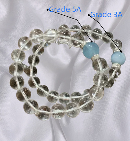 Embrace Calm & Clarity: Clear Quartz + 10mm Aquamarine Bracelet