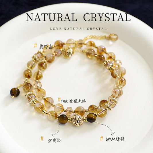 Golden Manifestation Bracelet: Citrine & Tiger's Eye Wealth Energy Moon-Charged