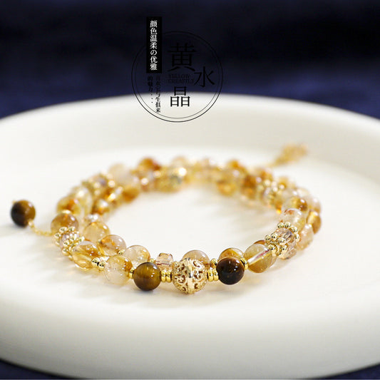 Golden Manifestation Bracelet: Citrine & Tiger's Eye Wealth Energy Moon-Charged