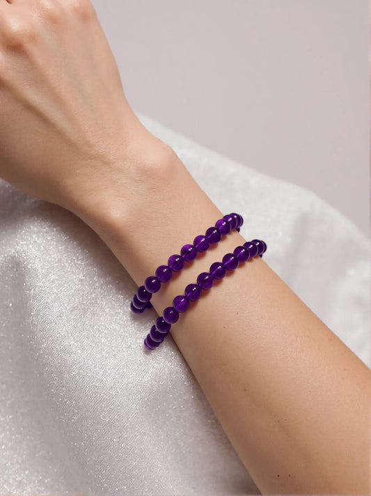 6mm Genuine Amethyst Bracelet - Premium Healing Crystal Jewelry for Women