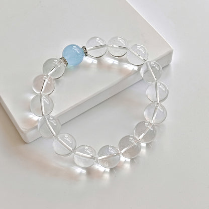 Embrace Calm & Clarity: Clear Quartz + 10mm Aquamarine Bracelet