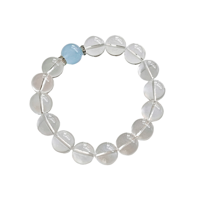 Embrace Calm & Clarity: Clear Quartz + 10mm Aquamarine Bracelet