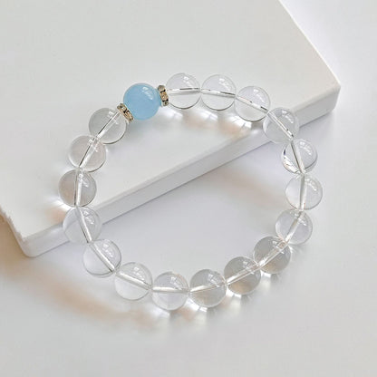 Embrace Calm & Clarity: Clear Quartz + 10mm Aquamarine Bracelet