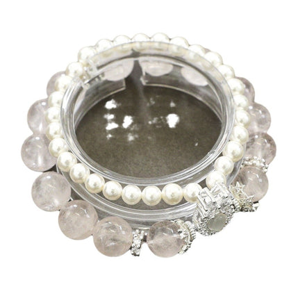 Moon Rose Quartz & stacked Pearl Bracelet: Heart Chakra Healing & Love Alignment