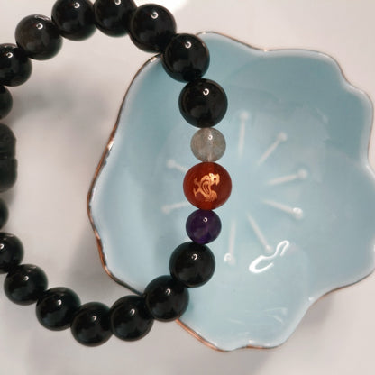 Lucky Charm for Son/man Rooster Zodiac 5 - Element Energy Bracelet